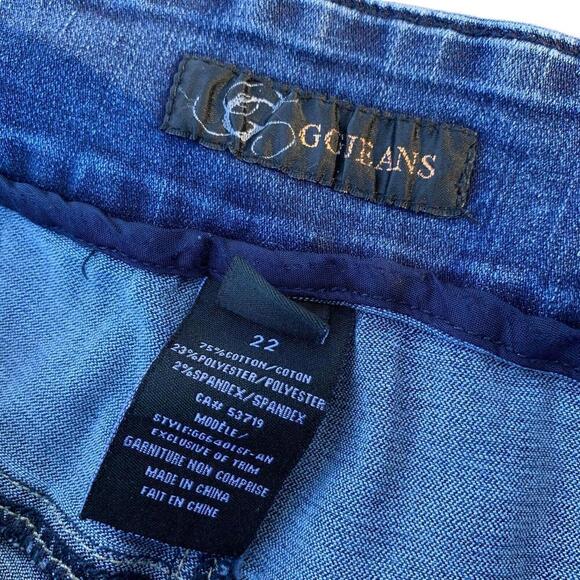 GG Womens Straight Leg Medium Wash Sequin Embroidered Blue Denim Pants Size 22​ - Picture 3 of 11